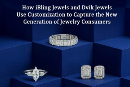 iBling and Dvik Jewels emerald cut diamond eternity band, marquise engagement ring and emerald stud earrings