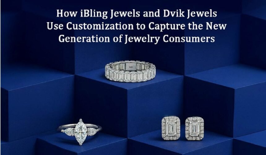 iBling and Dvik Jewels emerald cut diamond eternity band, marquise engagement ring and emerald stud earrings